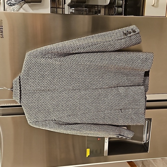 💕ANINE BING💕 Fishbone Blazer ~ Wool Blend Black & Off-White Print XS - Picture 13 of 16